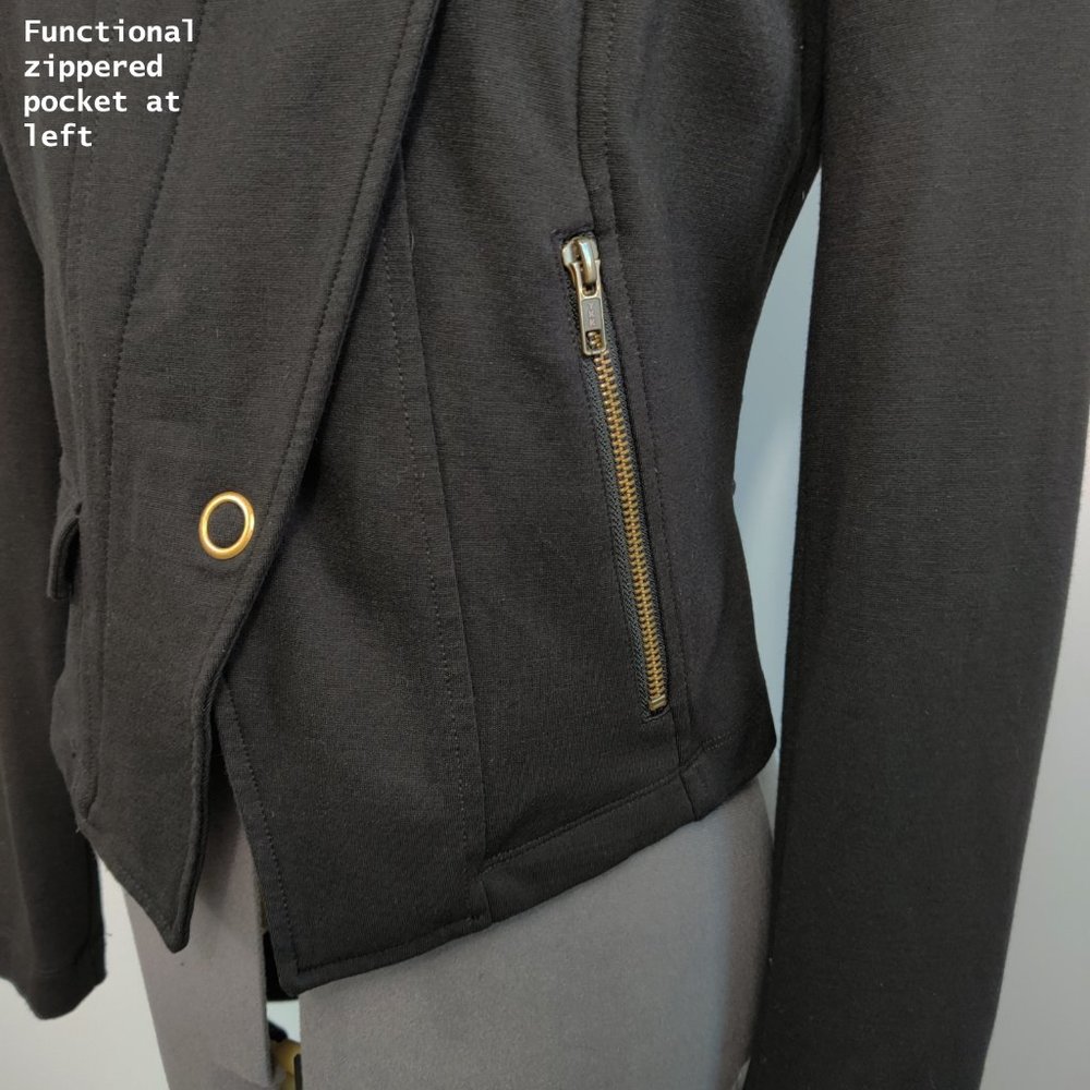 CABI Ponte Knit Moto Jacket Black Style 615 Small - Picture 5 of 14